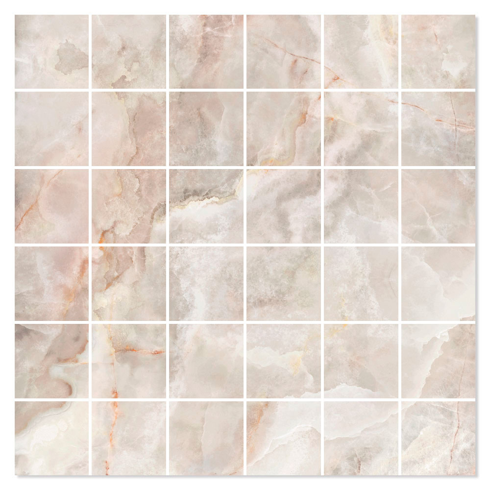 Marmor Mosaikkflis Lux Cirrus Beige Polert 30x30 (5x5) cm